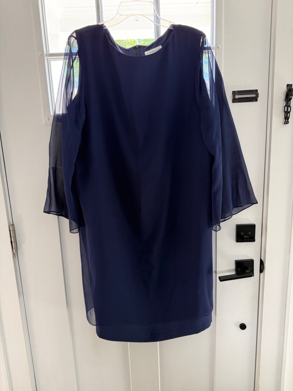 Emmelle Navy Chiffon Sleeve Shift Dress